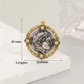 Detail showing vintage Roman god coin pendant size dimensions and silver relief texture - Silver Center Gold Edge Relief Style (H-11870)