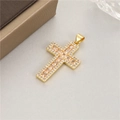 14K gold plated cross pendant featuring champagne gemstones and sparkling zircon pavé - Gold Yellow Zirconia