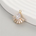 Fan-shaped micro-paved zircon pendant with teardrop crystal for DIY jewelry making - Fan Shaped Sunflower Style (H-10792)