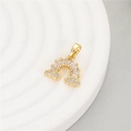 Gold rainbow pendant charm with baguette-cut cubic zirconia and sparkling pavé clouds - Rainbow Style (H-10941)