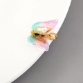 Close-up of a 14K gold bow charm with gradient resin wings and sparkling zircon inlay - 14K Gold Purple Blue Gradient Butterfly Style (H-11982)