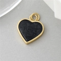 Pendentif cœur élégant noir et or avec effet marbre pour création de bijoux DIY - Noir