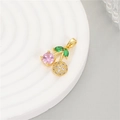 Exquisite cherry charm with pink zircon and micro-paved gold ball for DIY jewelry - Pink Cherry Pave Style (H-10946)
