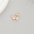 Micro-inlaid zircon cherry pendant in gold finish for DIY necklace and jewelry making - Minimalist Clear Cherry Style (H-10231)
