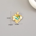 Macro detail of irregular golden heart pendant with abalone shell inlay and white zircon - 14K Gold Irregular Heart Wave Pattern (H-11995)