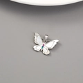 Bowknot butterfly pendant with 14K gold-plated shell and colorful zircons for DIY jewelry - Palladium Colored Zirconia Butterfly Style (H-11981)