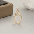 Pendant setting in 14K gold plated alloy with zircon stones in gourd and leaf design - Teardrop/Gourd Style (H-4650)