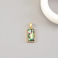 Elegant 14K gold plated rectangular pendant with colorful abalone shell inlay - Gold Rectangle Abalone Shell (H-11061)