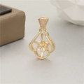 14K gold plated lucky bag pendant setting with cubic zirconia for DIY pearl necklaces - Fortune Bag Flower Style (H-11354)