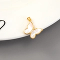 Elegant 14K gold butterfly pendant with shell inlay and cubic zirconia stones - Gold Shell Butterfly Style (H-11054)