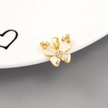 Gold butterfly pendant with shell inlay and zircons for DIY jewelry making accessories - 14K Gold Hollow Zirconia Butterfly Style (H-10780)
