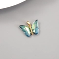 14K gold filled butterfly pendant with blue-green resin wings and sparkling zircons - 14K Gold Black Cyan Gradient Butterfly Style (H-11982)