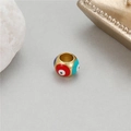 Handmade 14K gold evil eye charm beads with colorful enamel eyes for DIY jewelry making - Multicolor