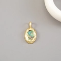 Oval 14K gold plated pendant featuring natural iridescent abalone shell inlay - 14K Gold Oval Hammered Texture (H-11786)