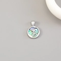 Silver-tone round rose pendant with iridescent abalone shell inlay and bail - Palladium Round Vintage Abalone Flower (H-11993)