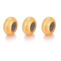 Three gold plated round beads with matte sandblasted finish and smooth inner surface - 5mm / Gold