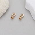 Paio di chiusure a molla placcate oro 14K per collane di perle e creazione gioielli - Fibbia Semi di Melone in Oro 14K (14Kcbk286-1)