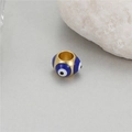 Blue evil eye bead with 14K gold plated finish for handmade charm bracelet jewelry - Blue