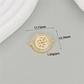 Macro view of 14K gold floral jewelry connector with dimensions 17.73mm x 13.74mm - Hollow Flower Mother Of Pearl Connector (H-10208)