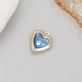Heart locket pendant in 14K gold plating with blue enamel and Sweet engraving - Blue (H-12093)