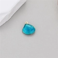 Macro detail of a 14k gold-plated blue shell pendant with textured ridges for jewelry DIY - Cyan (H-12091)