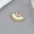 14K gold plated stainless steel sunburst charm pendant for DIY jewelry making - Fan-shaped Sunflower Pendant (K-0441)