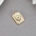 Rectangle 14K gold plated sunburst pendant with frosted texture for DIY jewelry - Rectangular Sunflower Pendant (K-0464)