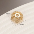 Detailed macro view of 10mm golden flower-shaped bead spacers for DIY jewelry making - Beaded Five-Petal Style (H-8466)