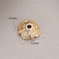 Macro shot of 8.5mm gold-plated 4-petal flower spacer bead with zircon for DIY jewelry - Four-Petal Pave Rhinestone Style (H-8453)