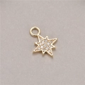 Macro shot of gold star pendant with micro-paved zircons and integrated attachment ring - Octagonal Star Shape (H-8236)