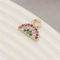 Macro shot of watermelon charm with micro-pave red and green zircon in gold setting - Watermelon Shape (H-8780)