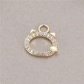 Macro view of gold-plated cat head pendant charm with sparkling cubic zirconia stones - Cat Head Shape (H-8662)