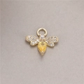 Detailed view of golden bee pendant with micro-paved white and yellow zircon stones - Bee Shape (H-8781)