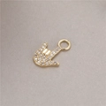Macro shot of gold hand gesture pendant with micro-paved sparkling cubic zirconia - Gesture Shape (H-8661)