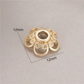 Macro detail of 12mm golden flower bead caps for DIY jewelry making accessories - Five-Petal Hollow Style (H-8472) / 12mm / Gold