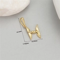 14K gold plated feather texture letter H pendant for necklaces, 22.2mm charm size - Letter H (H-11837)