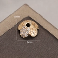 Macro view of 8mm 14K gold plated bead spacer with square textures and zircon inlay - Vintage Palace Rhinestone Style (H-8457) / 8mm / Gold