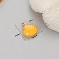 Yellow scallop shell pendant in 14k gold finish with white micro-set zircon accents - Yellow Artificial Pearl Style (H-12092)