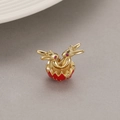 Easter rabbit pendant in red enamel egg shell with gold finish for DIY jewelry making - Red