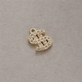 Close-up of gold-plated dollar sign charm with pavé cubic zirconia for DIY jewelry - Dollar Sign (H-7160)
