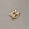 Detailed view of 14K gold plated cat pendant with micro-pave white cubic zirconia stones - Cat Head Style (H-7177)