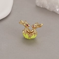 Golden bunny and Easter egg pendant with green enamel finish and red stone eyes detail - Yellow