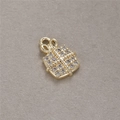 Exquisiter 14K vergoldeter Geschenkbox-Anhänger mit Zirkonia-Besatz für DIY-Schmuck - Geschenkbox-Stil (H-6721)