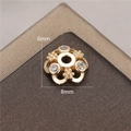 8mm flower-shaped 14K gold plated spacer bead with clear zircons for DIY jewelry making - Hollow Inlaid Rhinestone Style (H-8454)