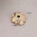 7.5mm flower spacer bead in 14K gold plated finish with crystal inlays for jewelry DIY - Vintage Floral Rhinestone Style (H-8452)