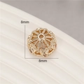 8mm golden crown bead spacer with sparkling zircons for DIY jewelry making - Crown Hollow Rhinestone Style (H-8458)