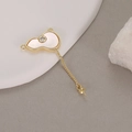 Golden gourd-shaped necklace pendant with white mother of pearl and zircon for DIY jewelry - 14K Gold (H-9298)