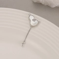 Silver Wu Lou pendant with white mother-of-pearl inlay and sparkling zircon stone - Palladium Color (H-9298)