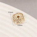 Gold plated 9.5mm flower bead cap spacer with 4-petal filigree for DIY jewelry making - Four-Petal Hollow Through Style (H-8464)