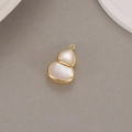 Gourd-shaped pendant with white mother of pearl inlay and gold-plated metal finish - 14K Gold (H-9296)